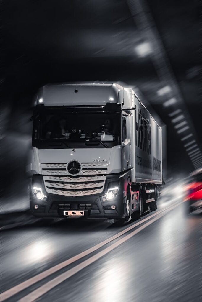 view-of-a-mercedes-benz-actros-driving-on-a-street-20097991 View of a Mercedes-Benz Actros Driving on a Street